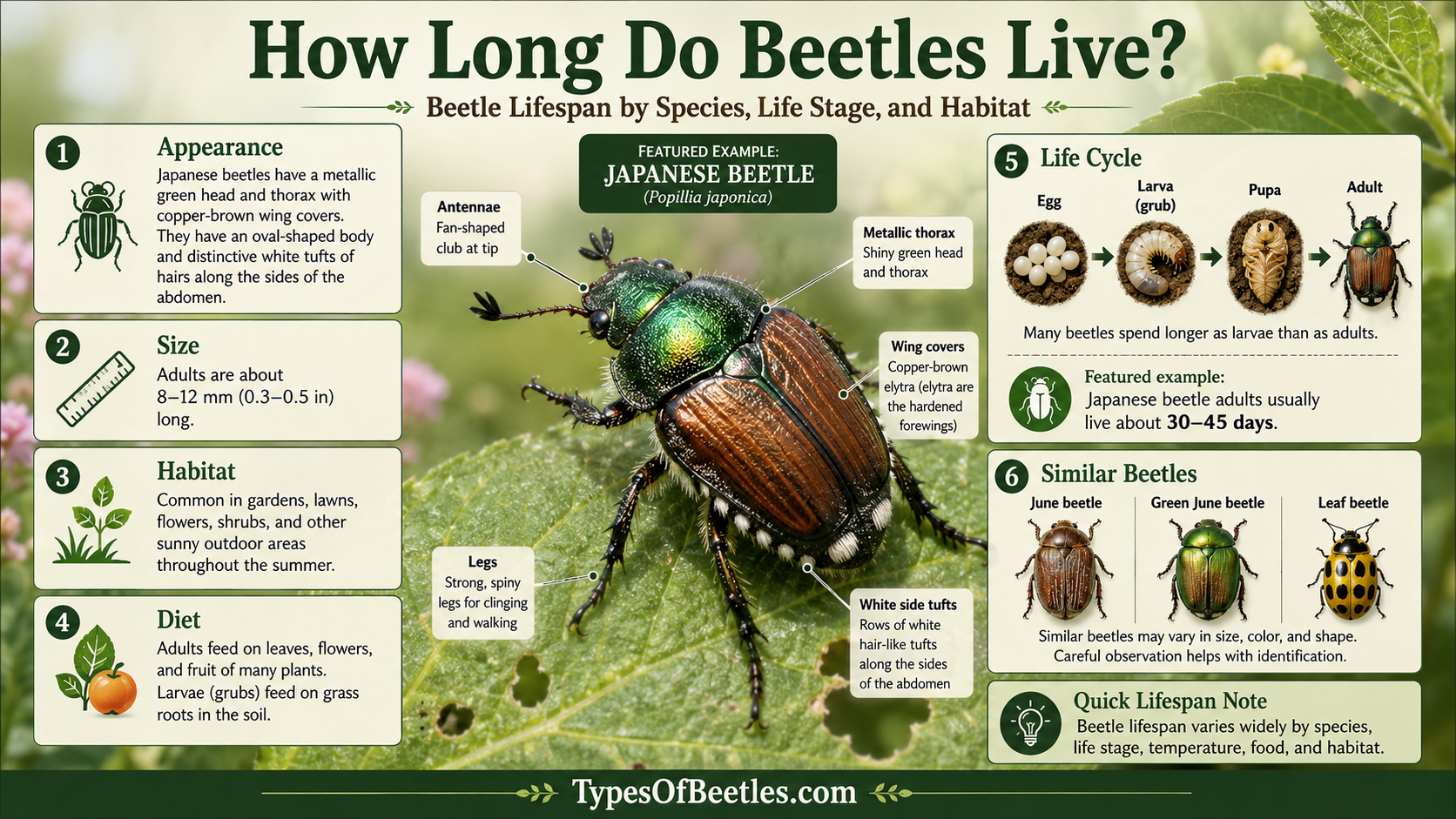 how long do beetles live beetle lifespan by species, life stage, and habitat