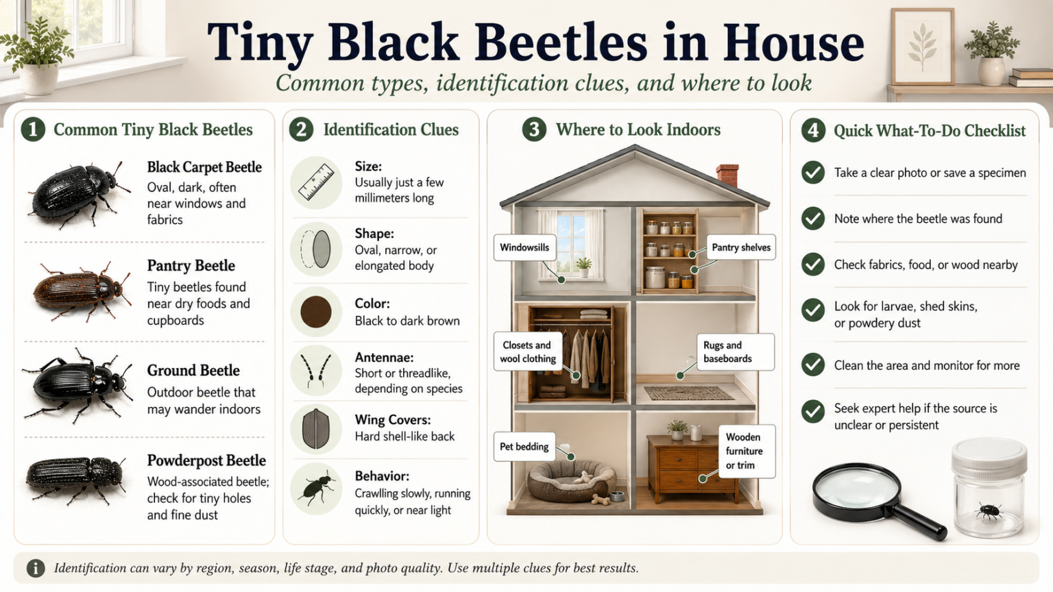 Tiny Black Beetles in House: Identification Guide, Causes, and What to Do
