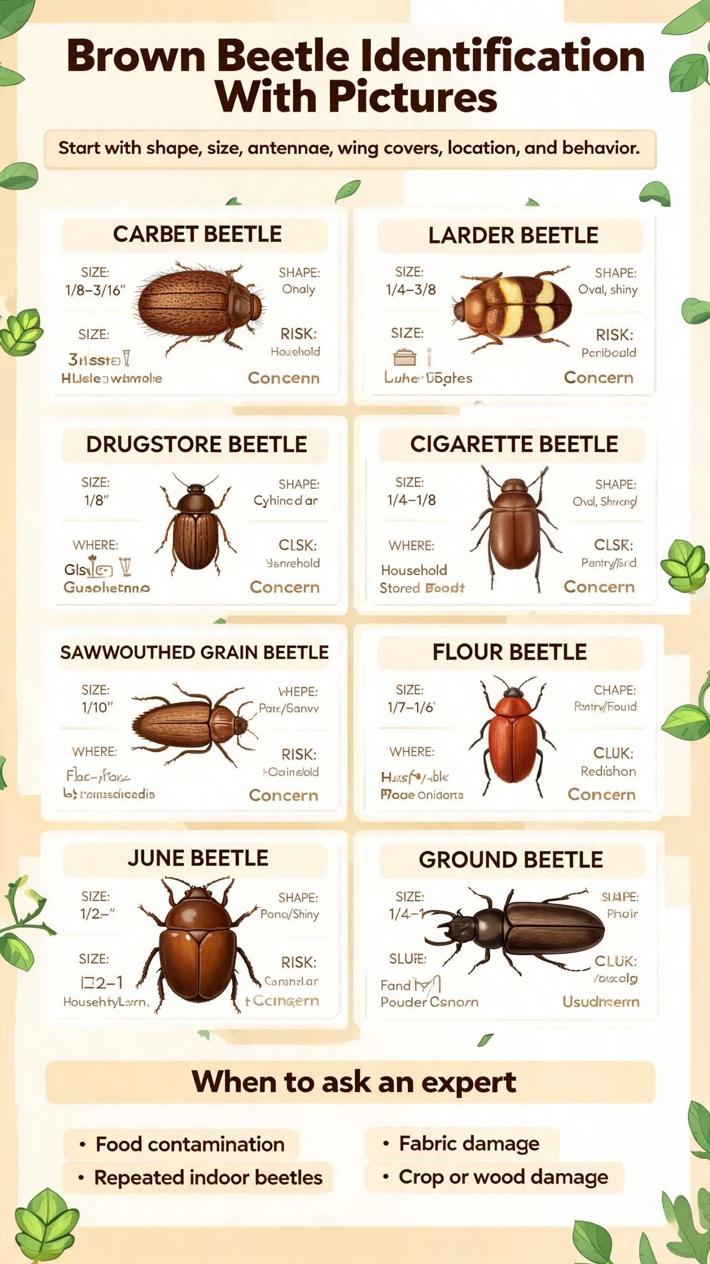brown beetle identification with pictures