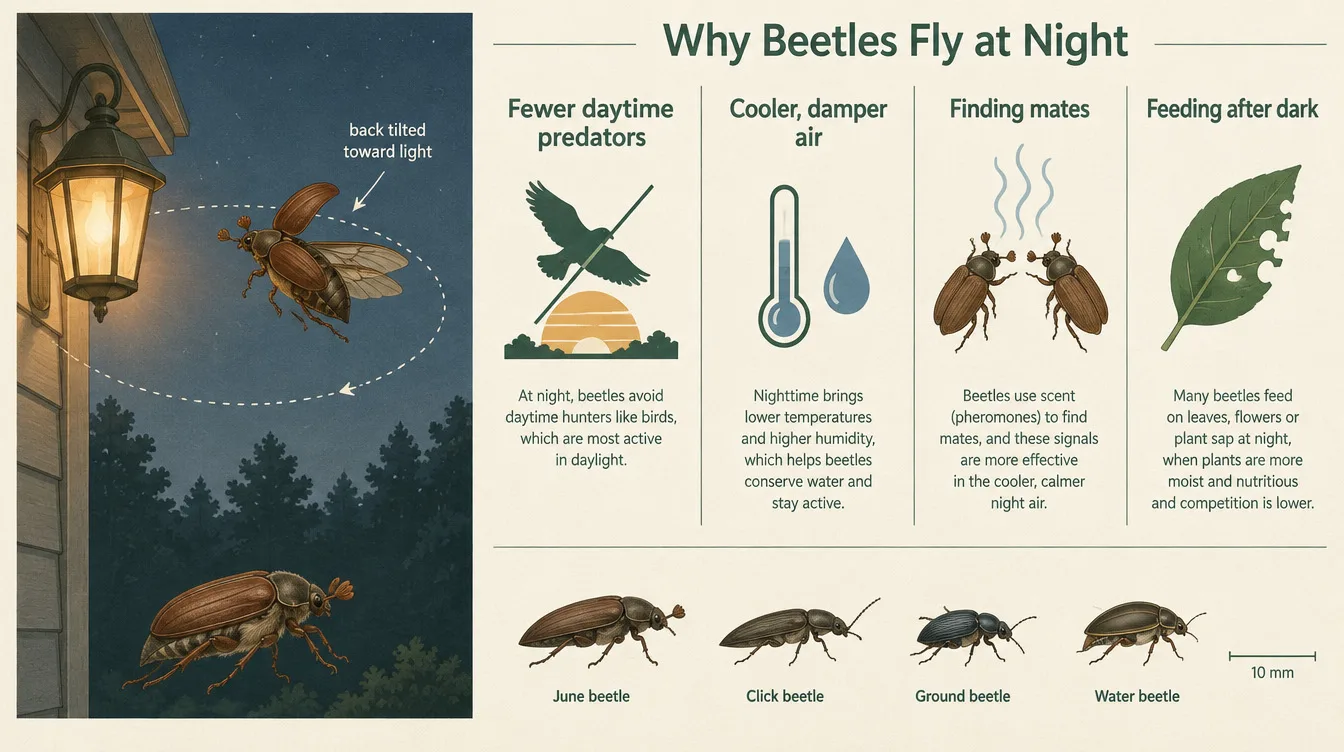why do beetles fly at night why do beetles fly at night